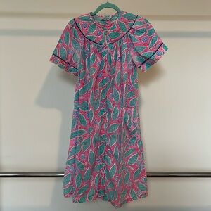 Funky 80s Leaf and Swirl Pattern Muumuu